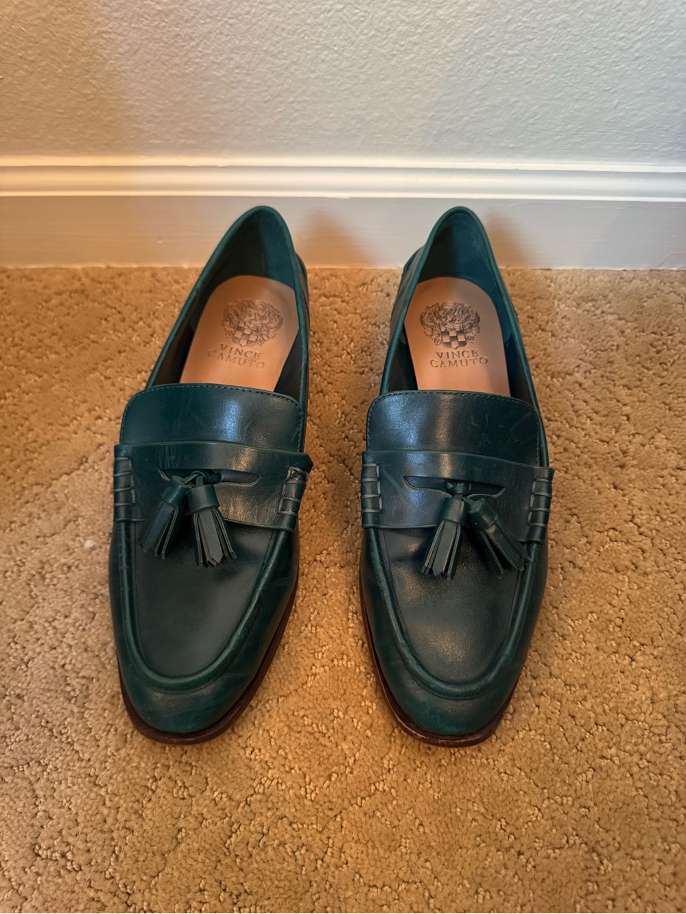 Vince Camuto Womens Teal Leather Tassel Loafers